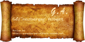 Günszberger Albert névjegykártya